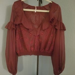 Free People Burgundy Blouse Size S
